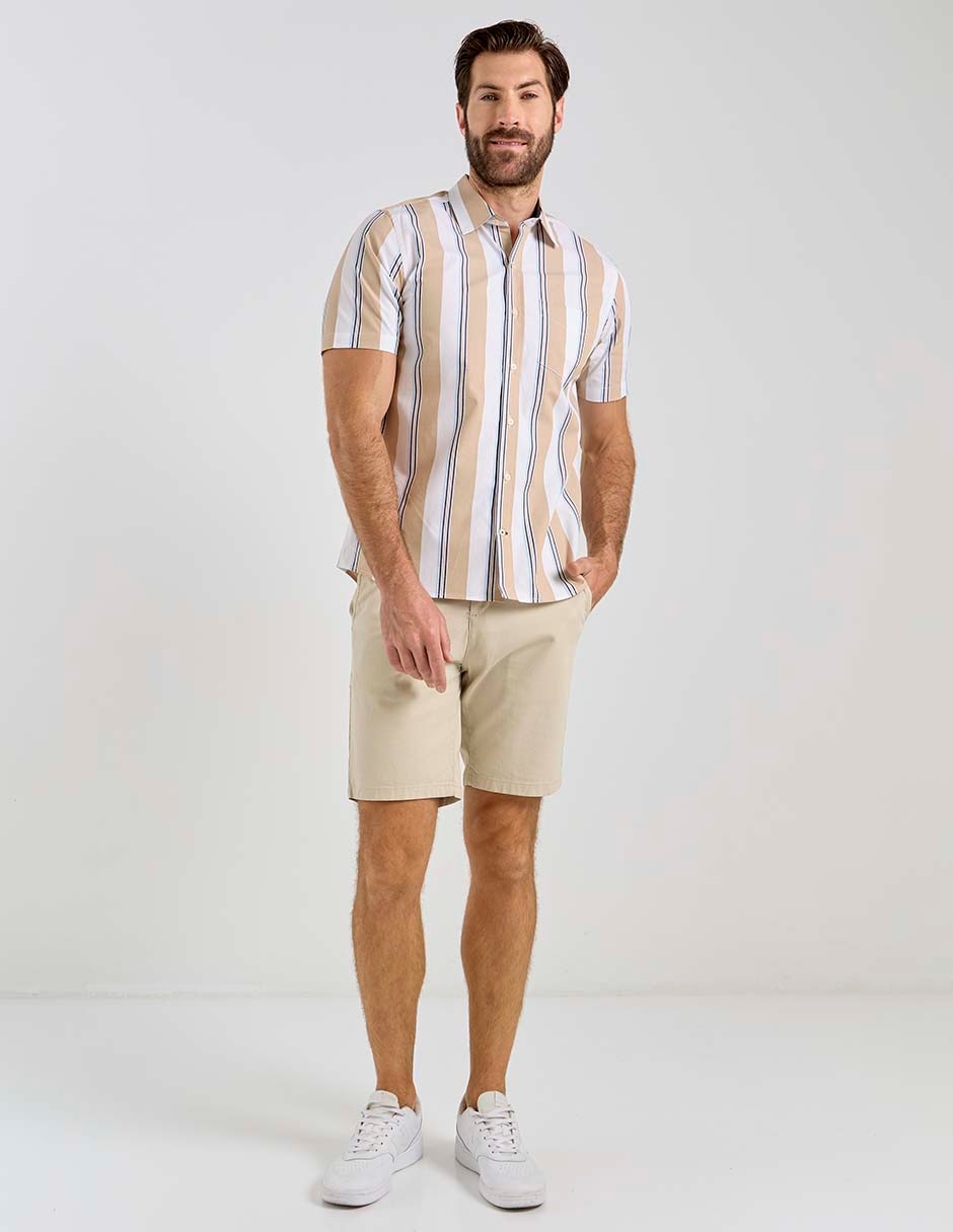 Camisa casual de algodón manga corta para hombre