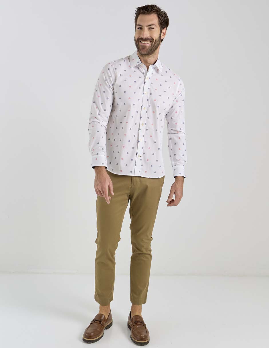 Camisa casual de algodón manga larga para hombre