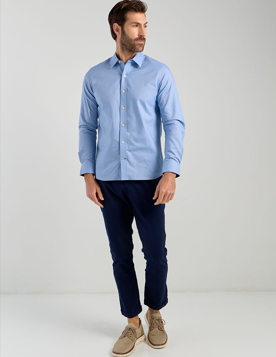 Camisa business casual de algodón manga larga para hombre 3
