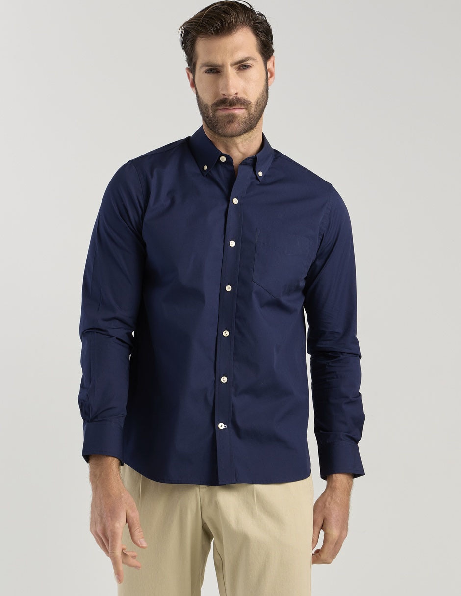 Camisa business casual de algodón manga larga para hombre Camisa business casual de algodón manga larga para hombre