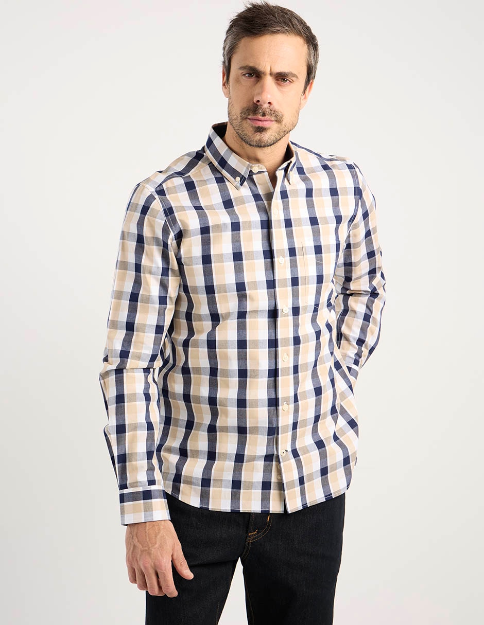 Camisa casual de algodón manga larga para hombre Camisa casual de algodón manga larga para hombre