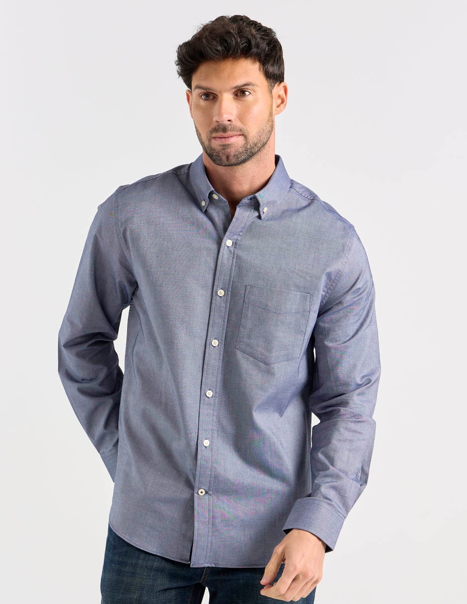 Camisa casual de algodón manga larga para hombre Camisa casual de algodón manga larga para hombre