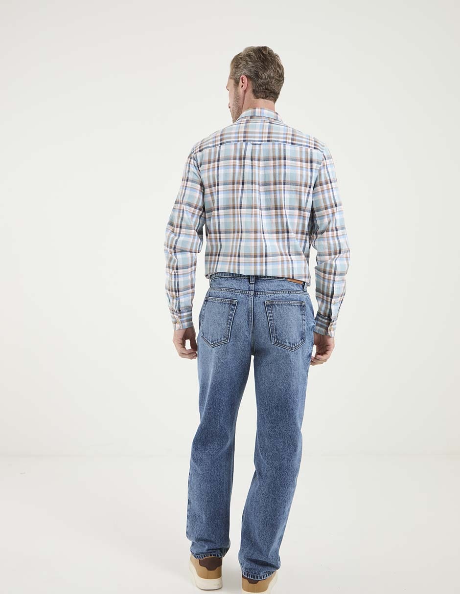 Jeans straight lavado whisker para hombre 2