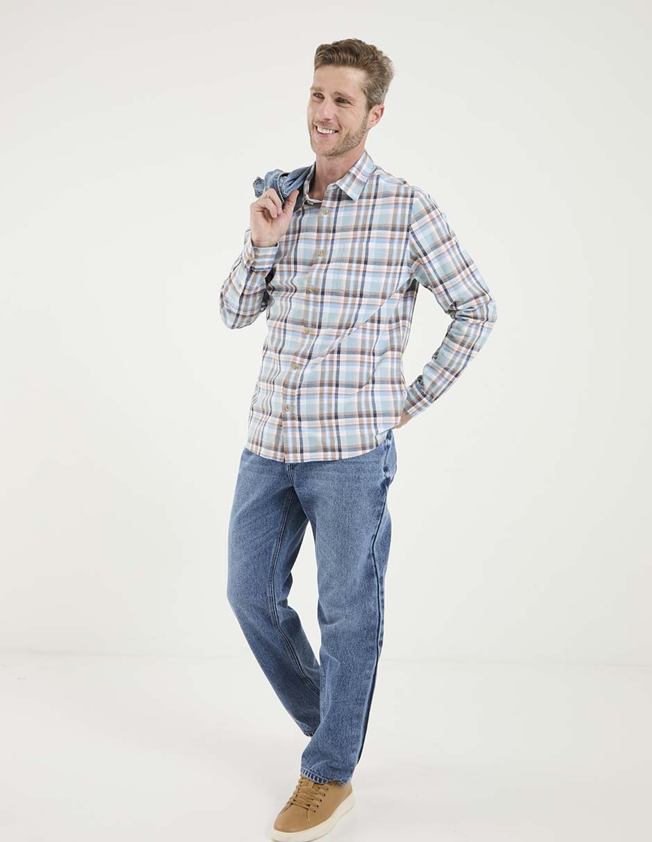 Jeans straight lavado whisker para hombre 3