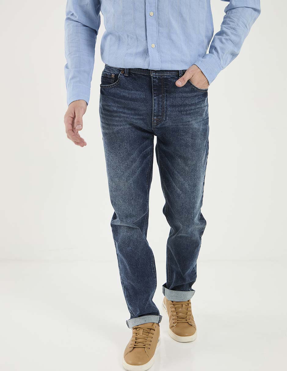 Jeans straight deslavado para hombre 1
