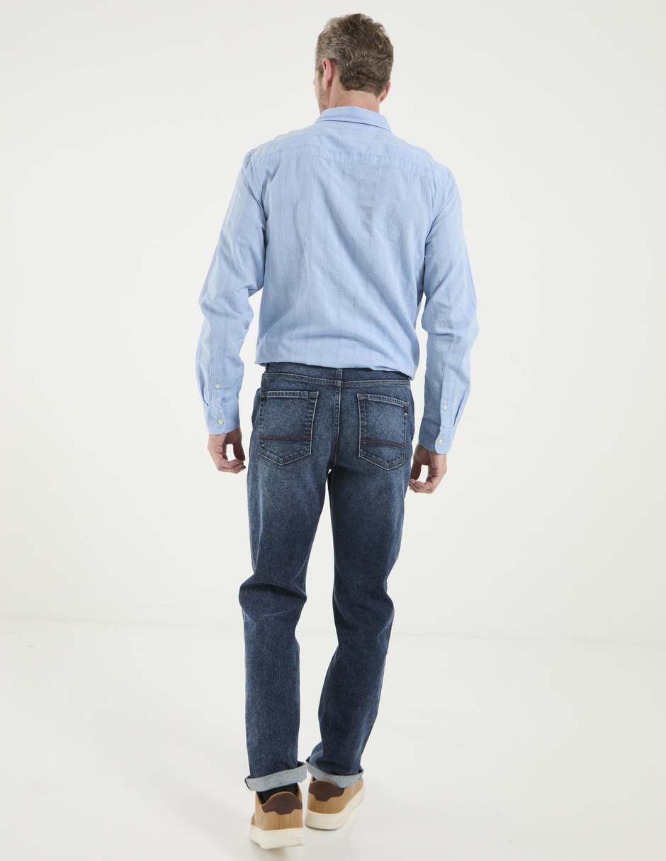 Jeans straight deslavado para hombre 5