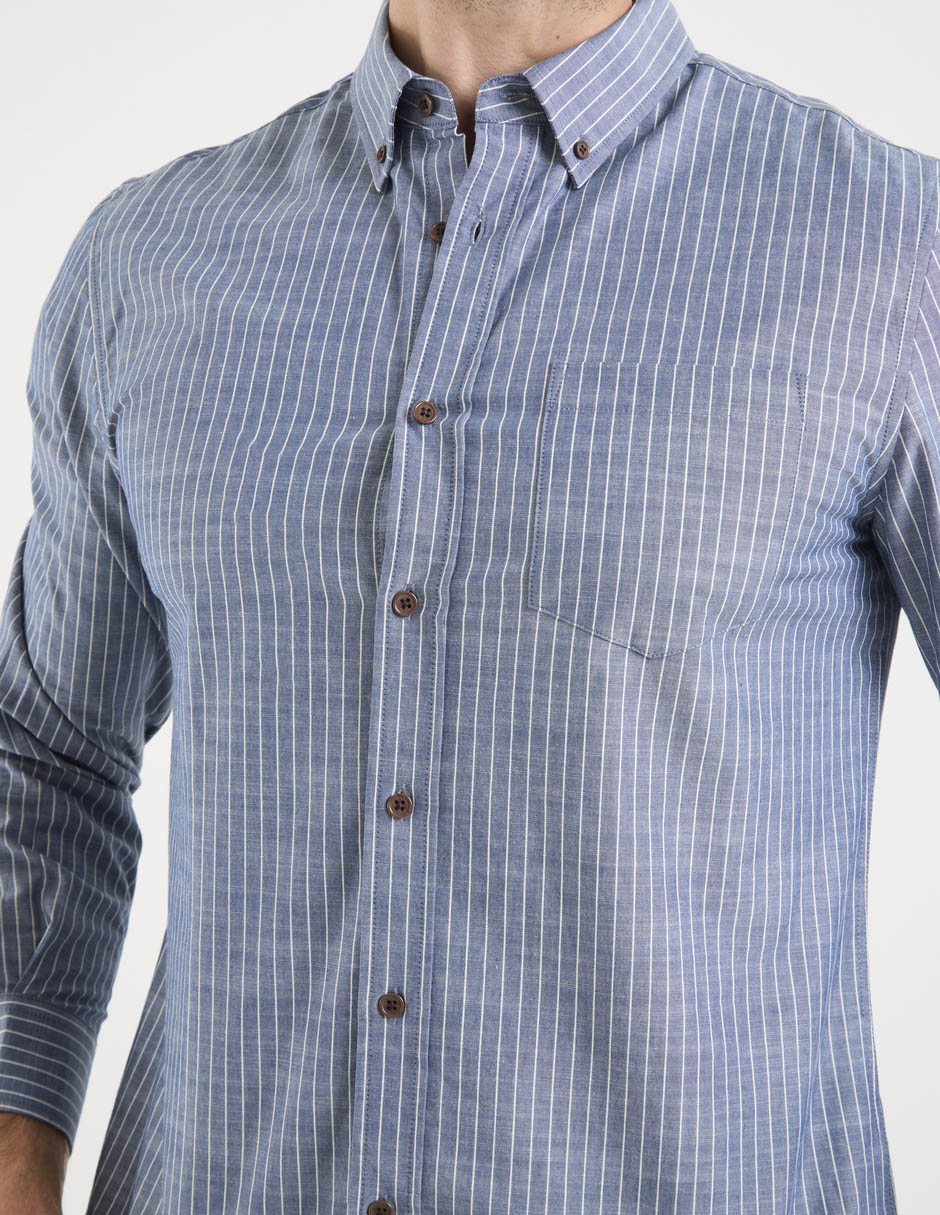 Camisa casual weekend de algodón manga larga para hombre