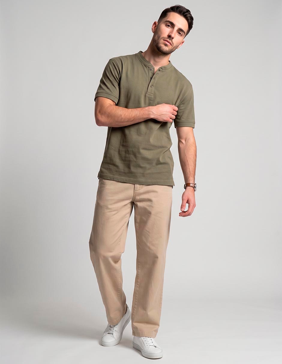 Playera weekend cuello mao para hombre