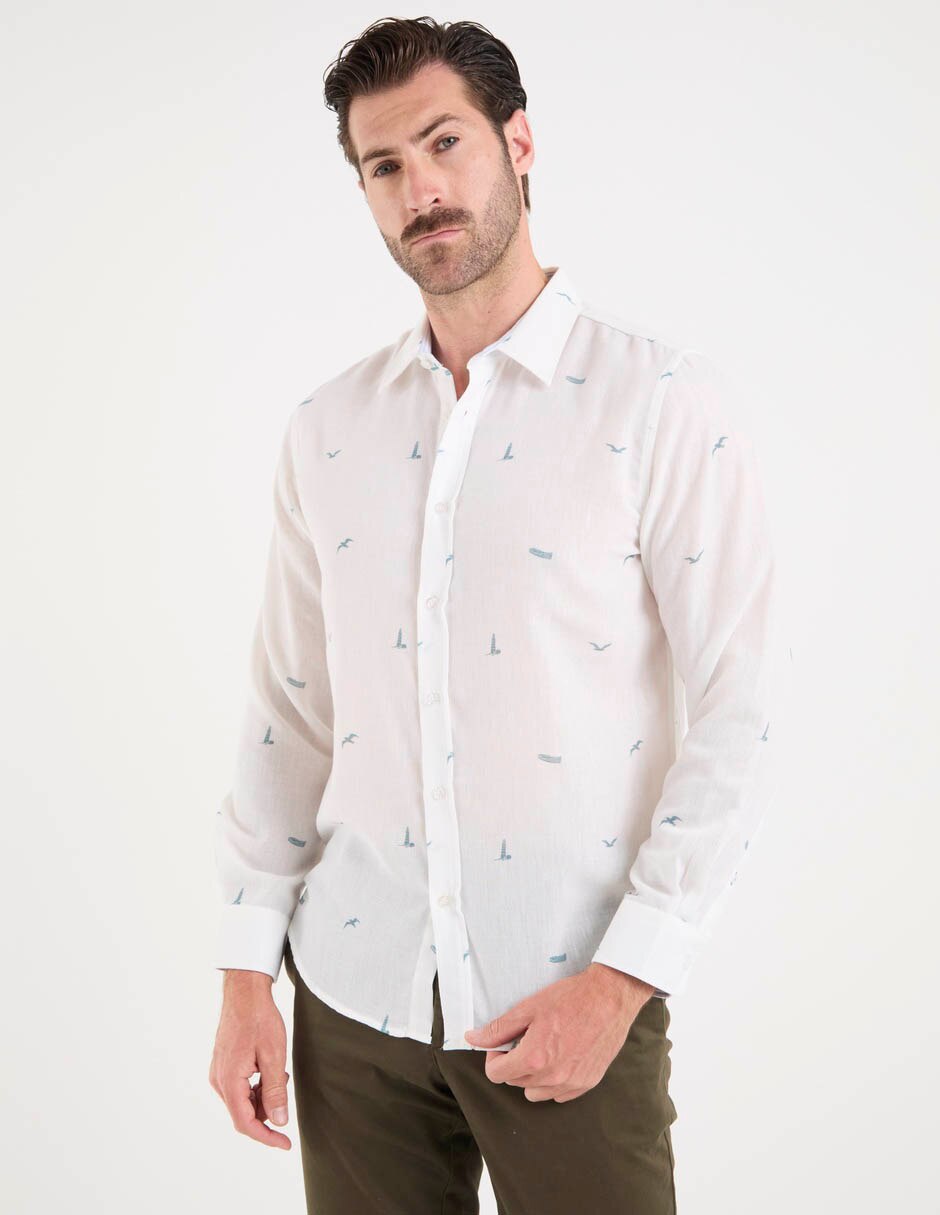 Camisa casual manga larga para hombre