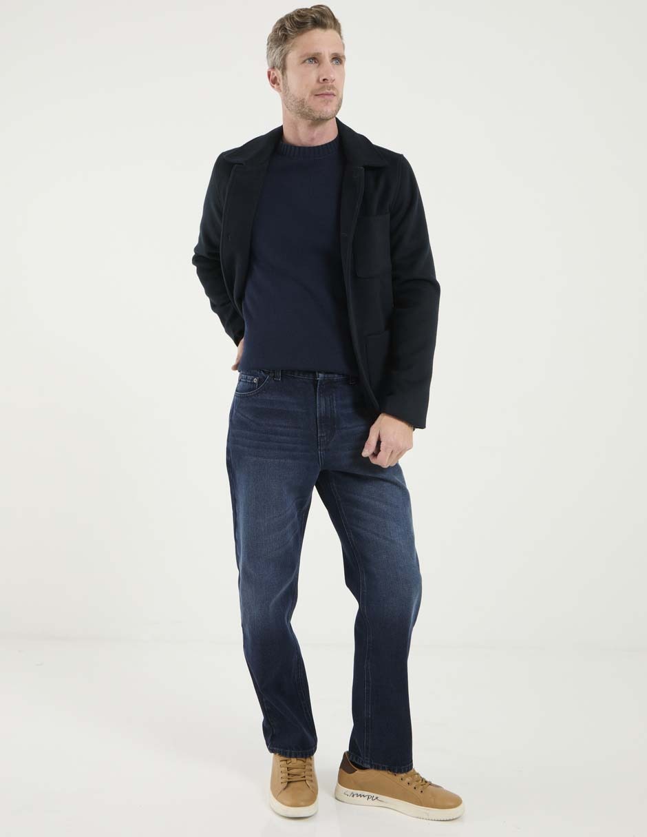 Jeans straight deslavado para hombre 6