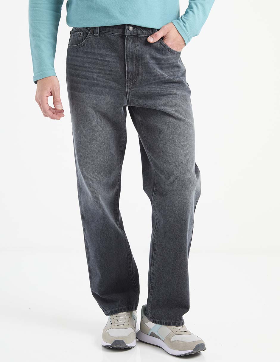 Jeans straight lavado obscuro para hombre 1