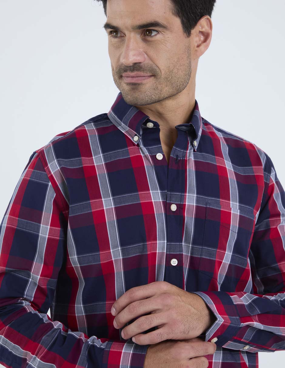 Camisa business casual manga larga para hombre 9