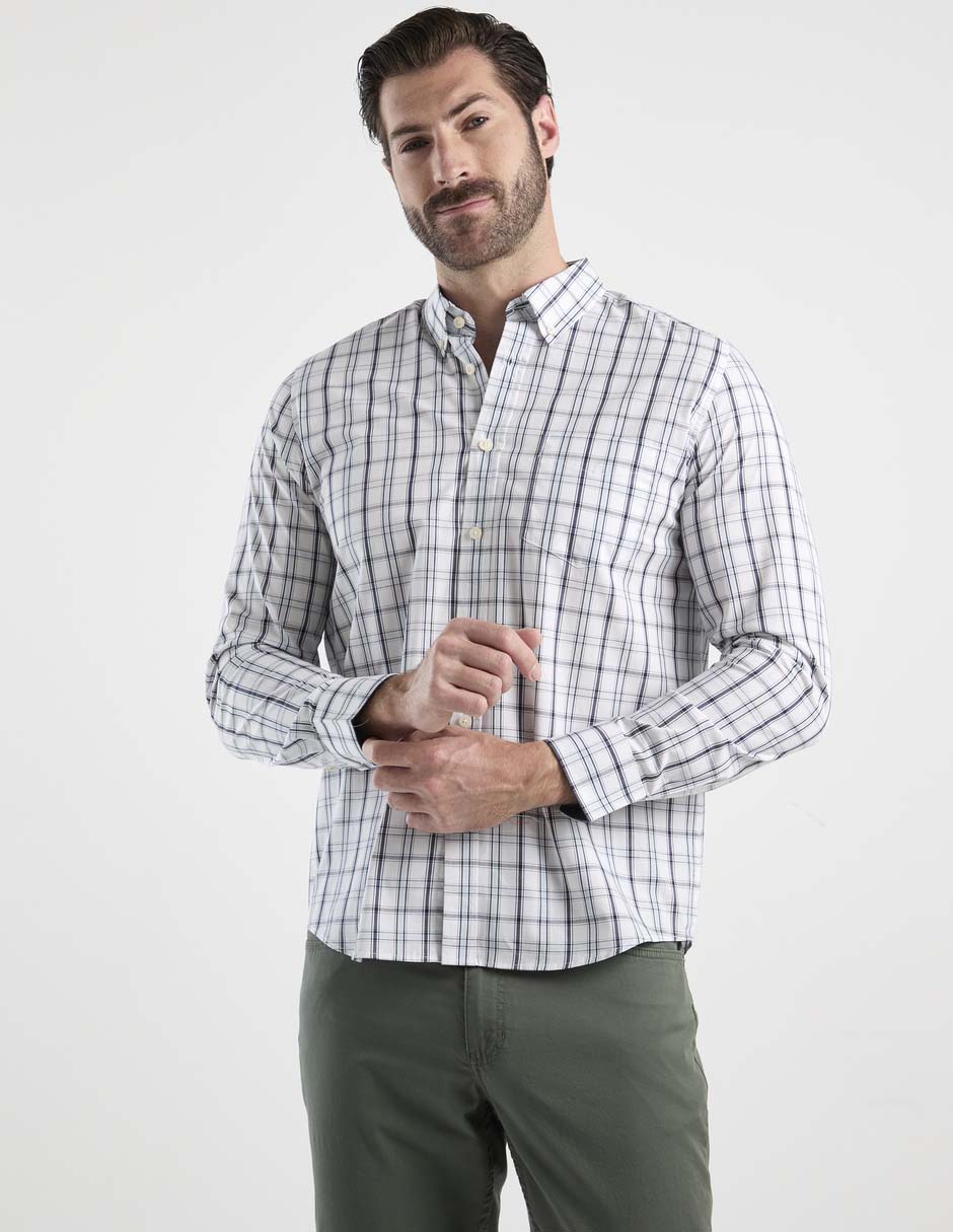 Camisa casual de algodón manga larga para hombre Camisa casual de algodón manga larga para hombre