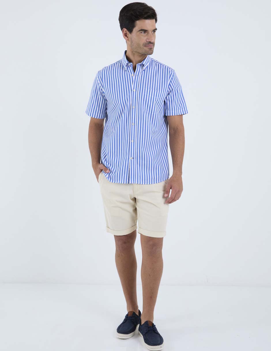 Camisa casual de algodón manga corta para hombre 9