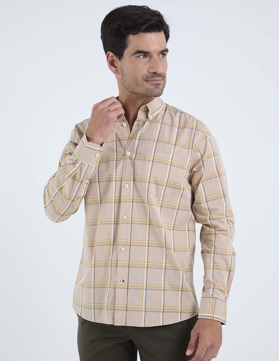 Camisa casual de algodón manga larga para hombre