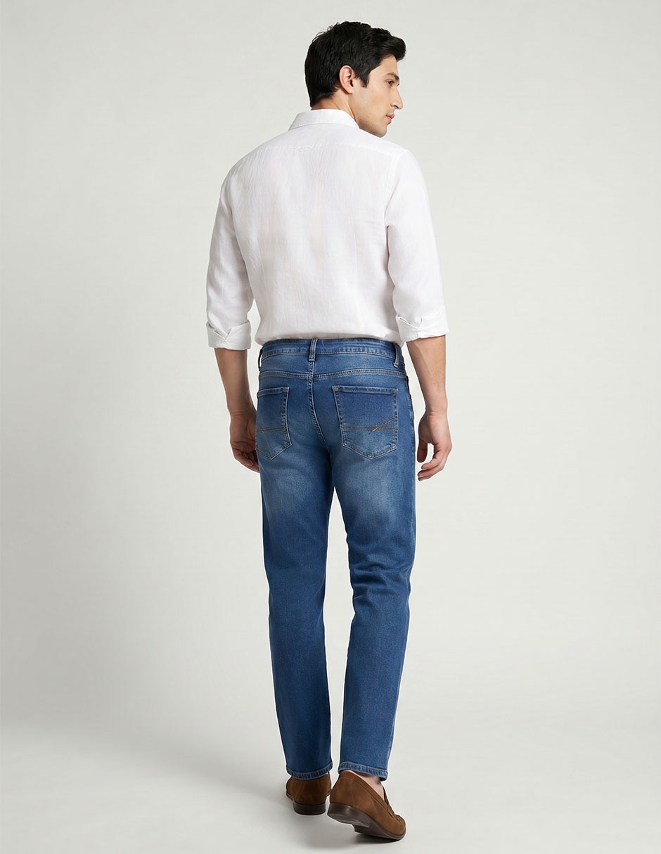 Jeans recto lavado stone wash para hombre 3