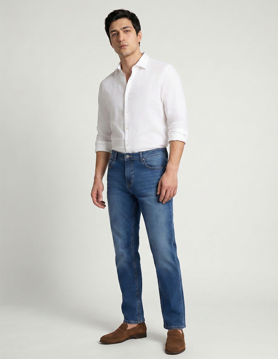 Jeans recto lavado stone wash para hombre 2