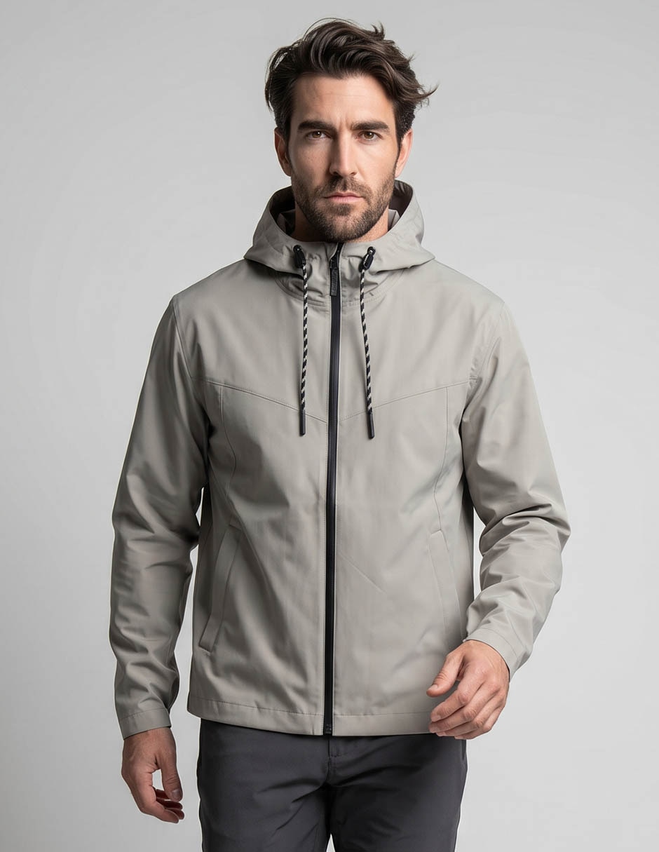 Chamarra cazadora impermeable capucha y bolsa para hombre