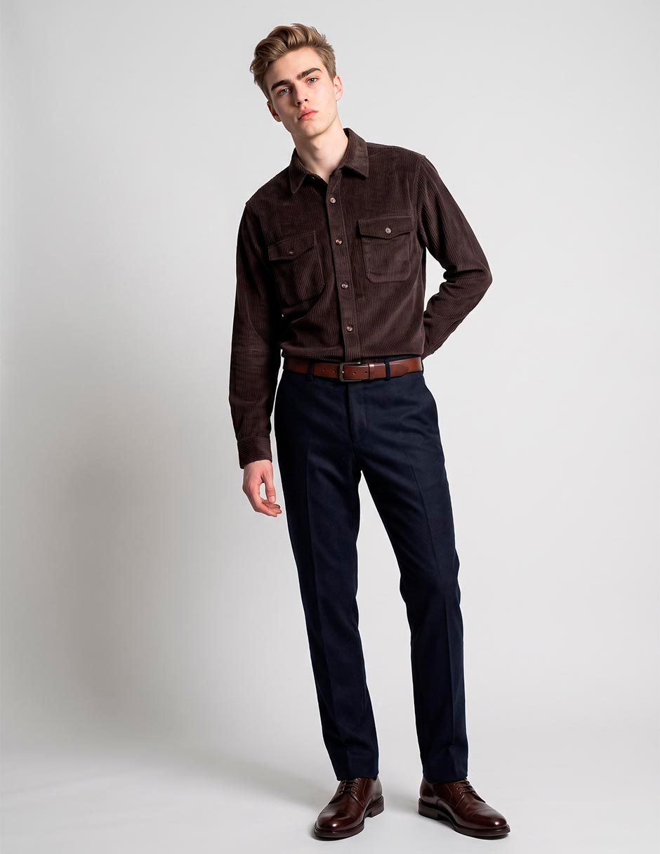 Camisa casual de algodón manga larga para hombre
