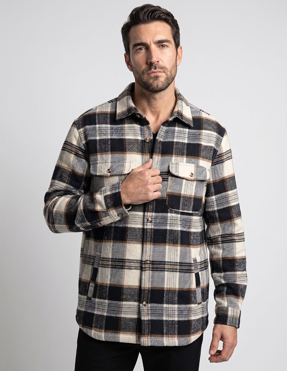 Camisa semiformal manga larga para hombre