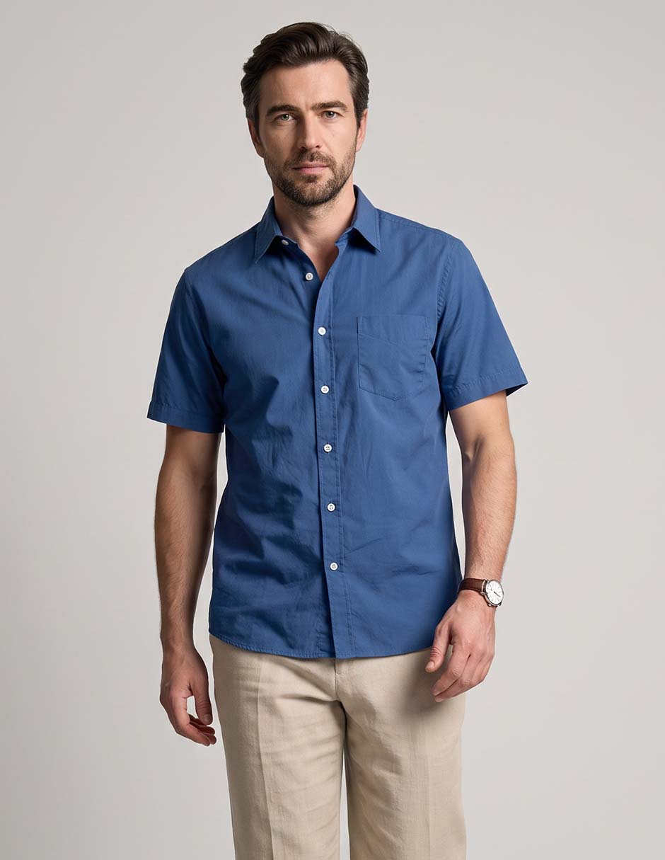 Camisa casual de algodón manga corta para hombre