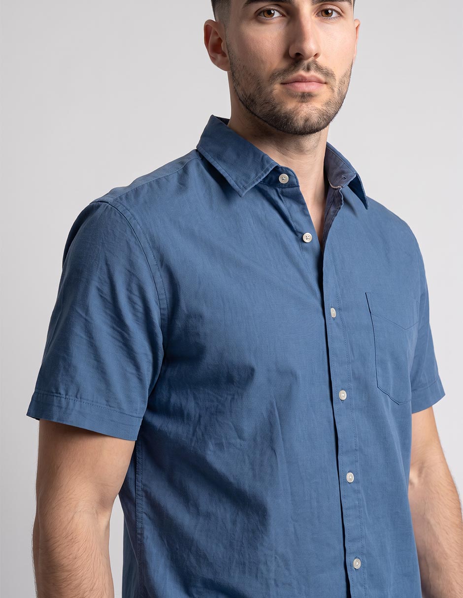 Camisa casual weekend de algodón manga corta para hombre