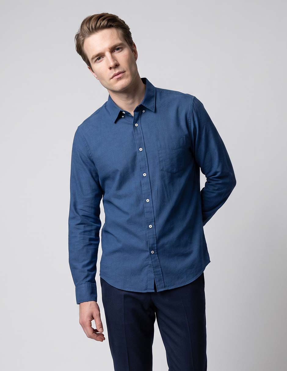Camisa casual de algodón manga larga para hombre Camisa casual de algodón manga larga para hombre