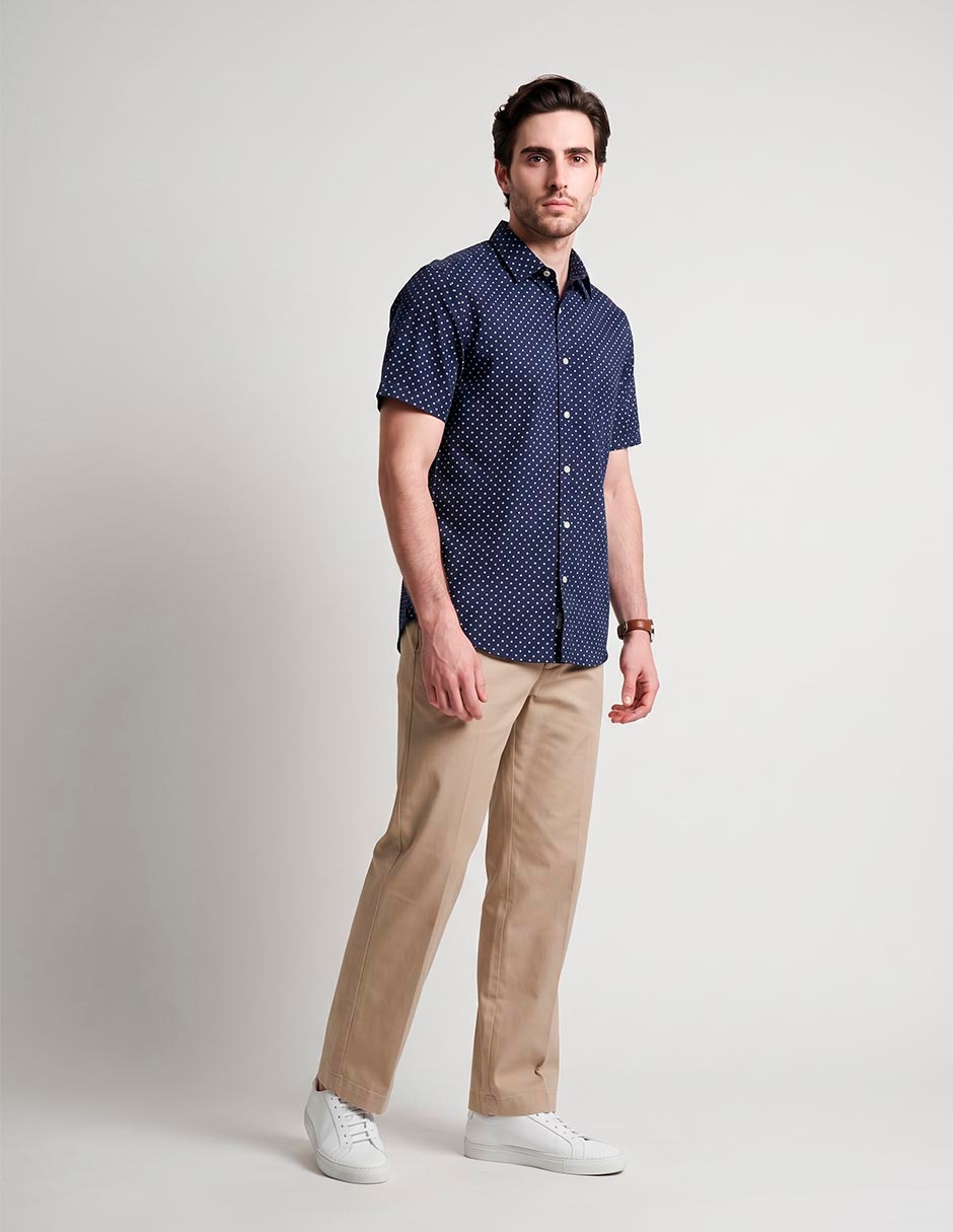 Camisa casual weekend de algodón manga corta para hombre