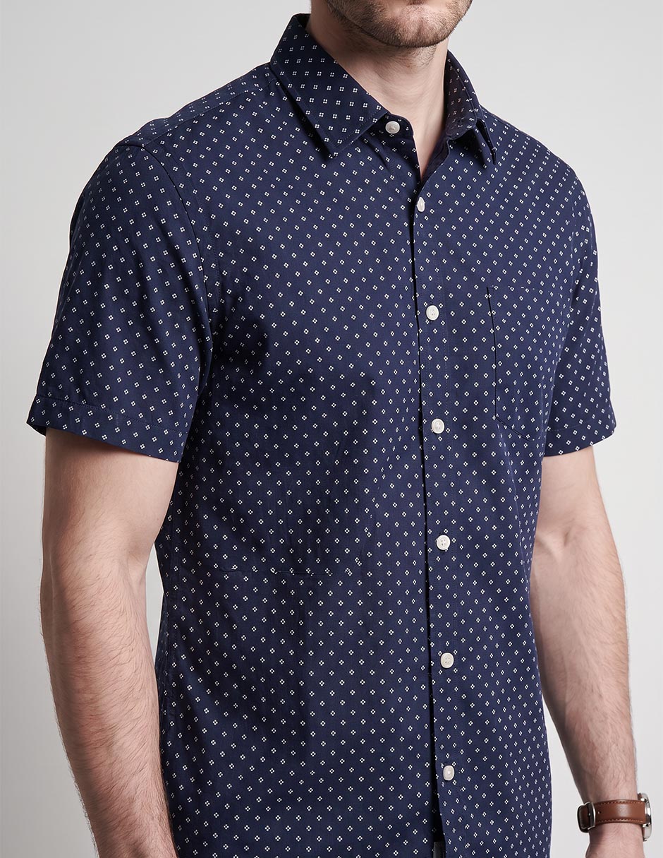 Camisa casual weekend de algodón manga corta para hombre