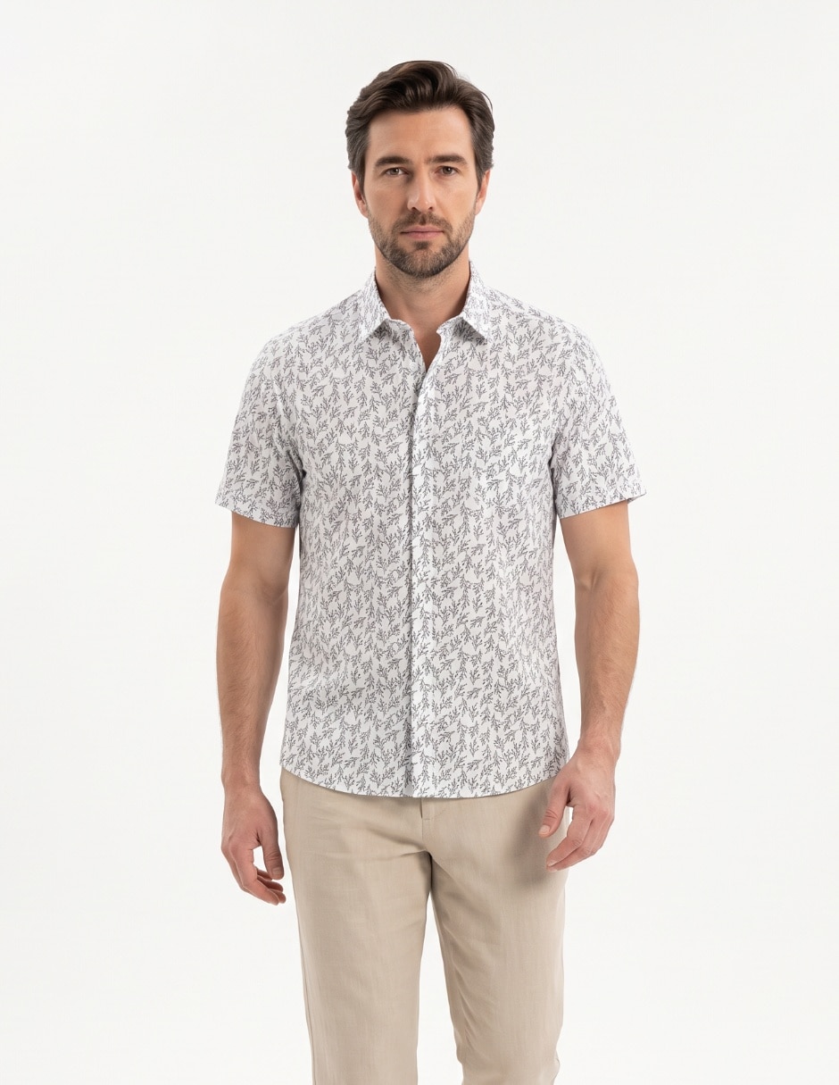 Camisa casual de algodón manga corta para hombre Camisa casual de algodón manga corta para hombre