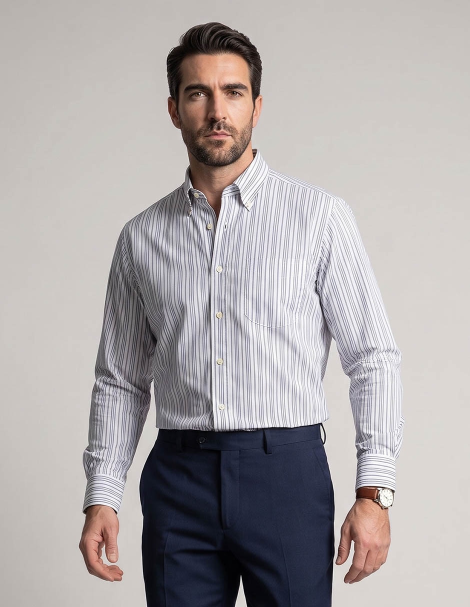 Camisa semiformal manga larga para hombre
