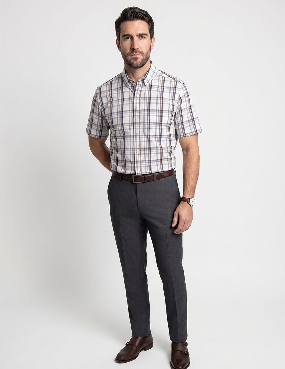 Camisa business casual manga corta para hombre Camisa business casual manga corta para hombre