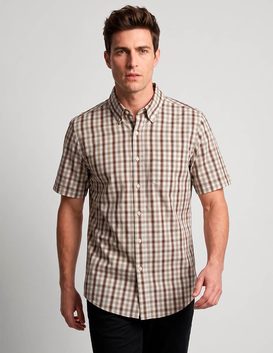Camisa casual de algodón manga corta para hombre