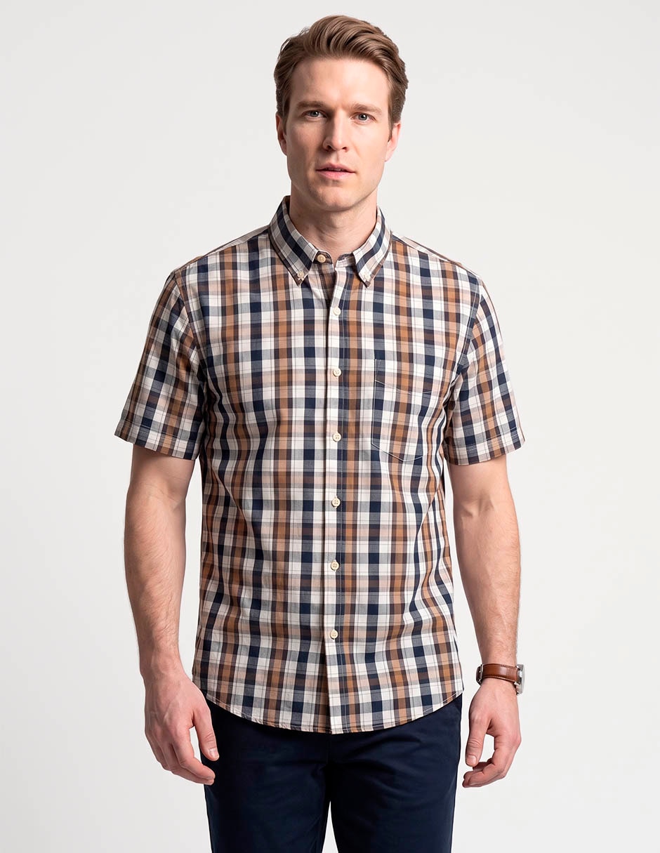 Camisa casual de algodón manga corta para hombre Camisa casual de algodón manga corta para hombre