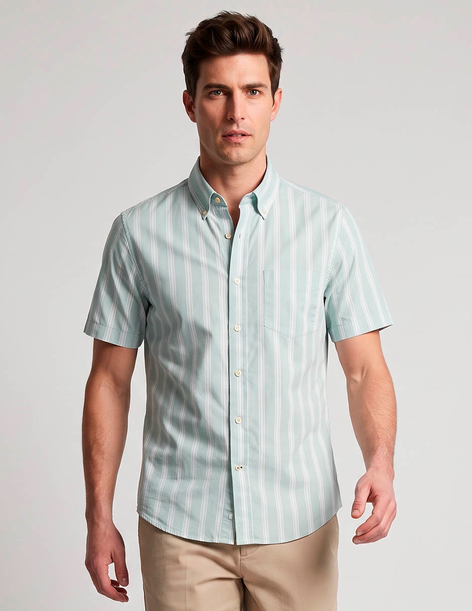 Camisa casual de algodón manga corta para hombre