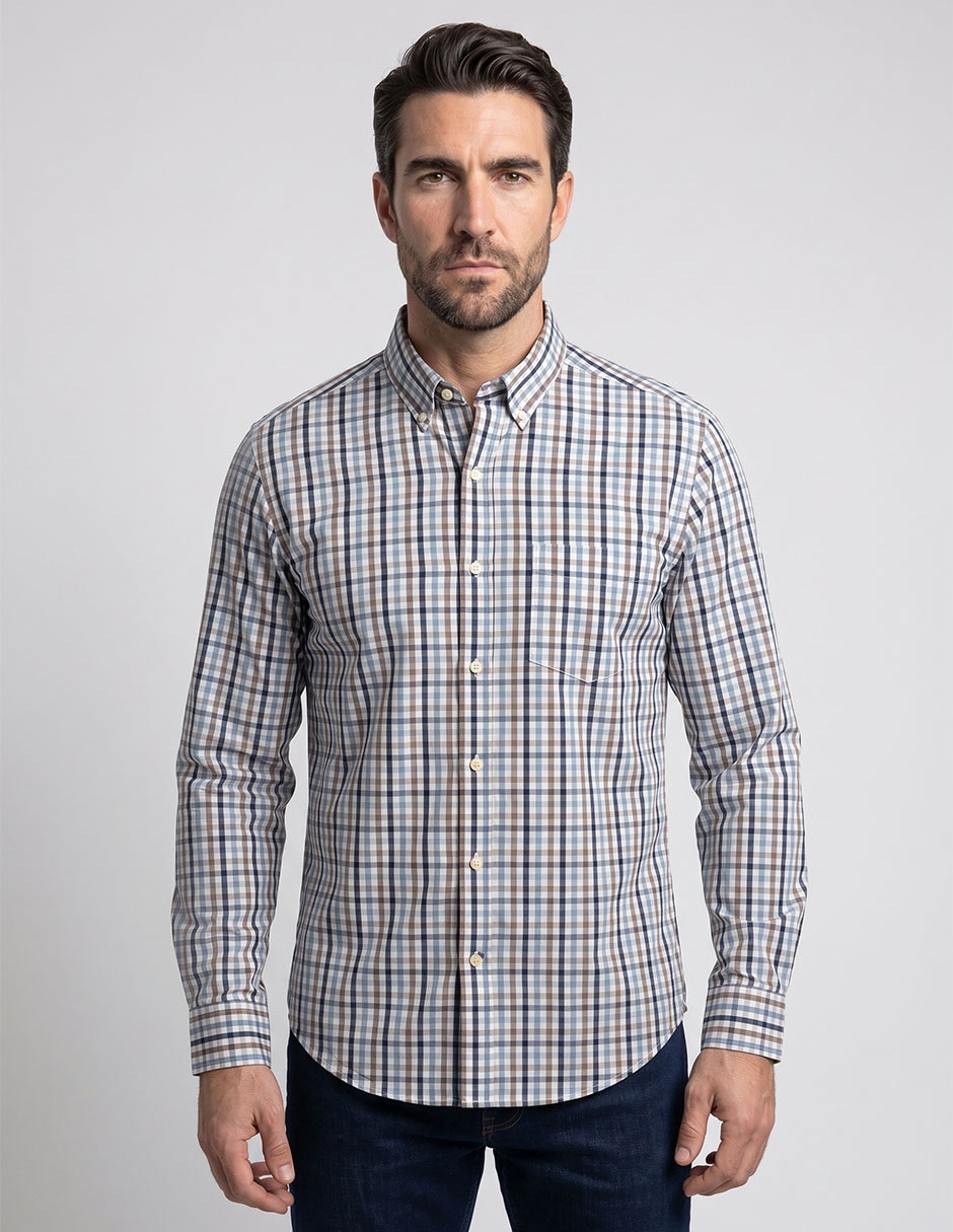 Camisa casual manga larga para hombre