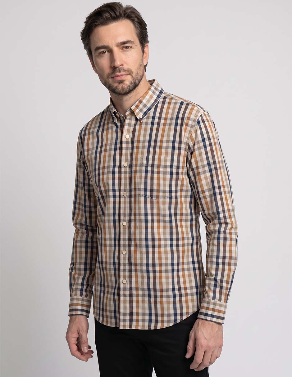 Camisa casual manga larga para hombre