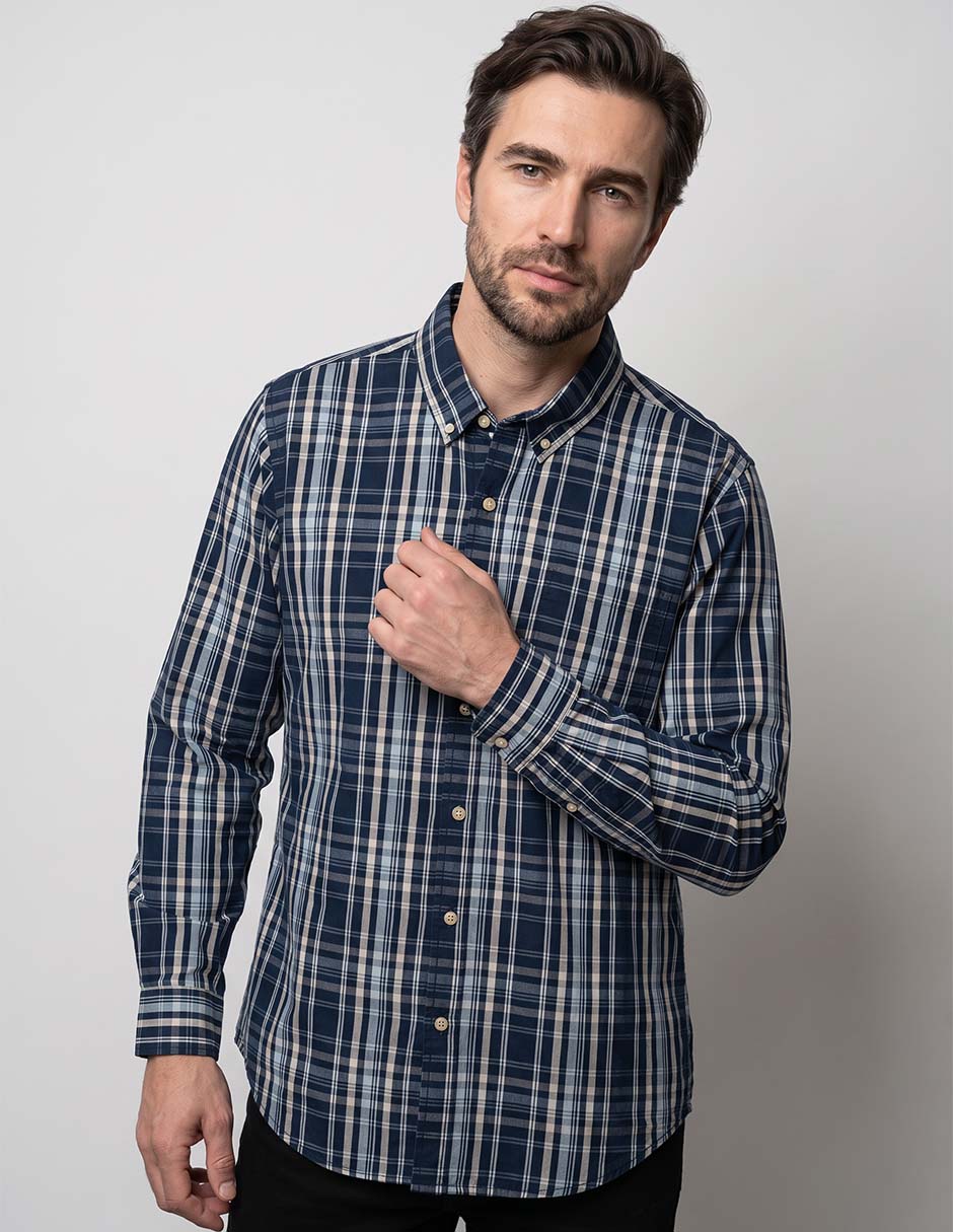 Camisa casual de algodón manga larga para mujer
