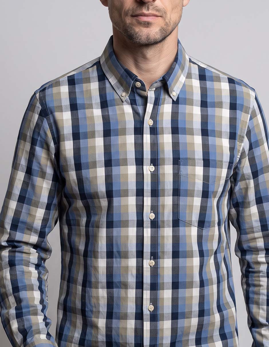 Camisa casual de algodón manga larga para hombre 3