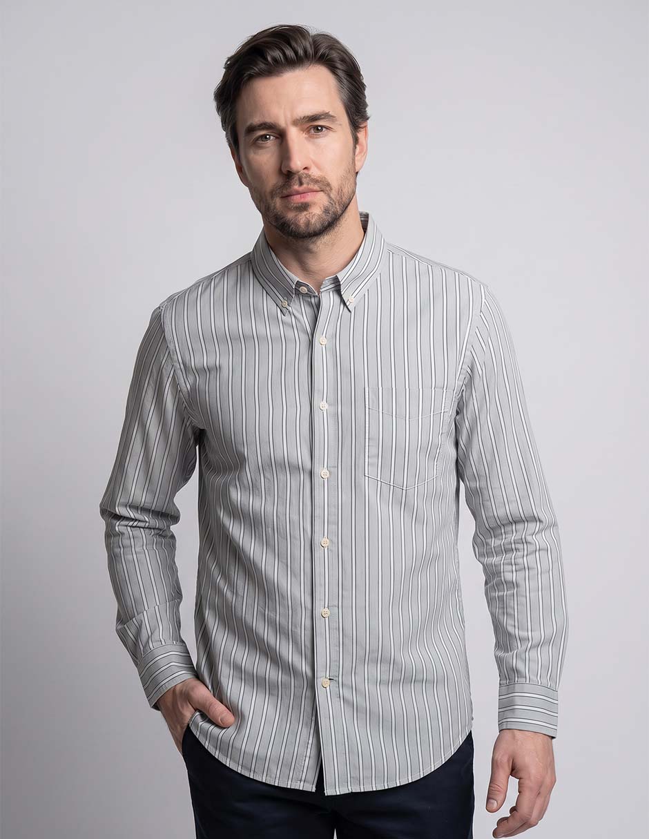 Camisa casual de algodón manga larga para hombre Camisa casual de algodón manga larga para hombre