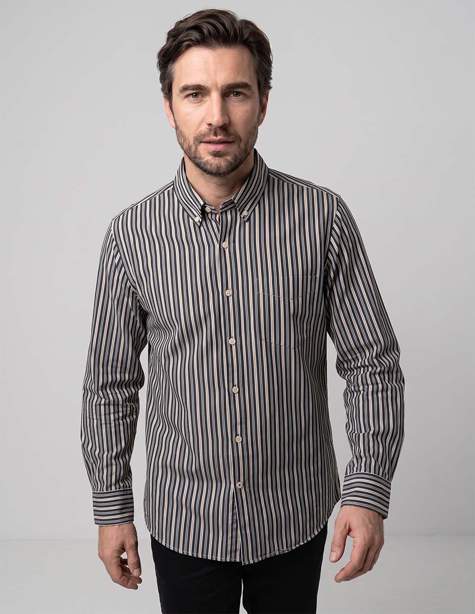 Camisa casual de algodón manga larga para hombre Camisa casual de algodón manga larga para hombre