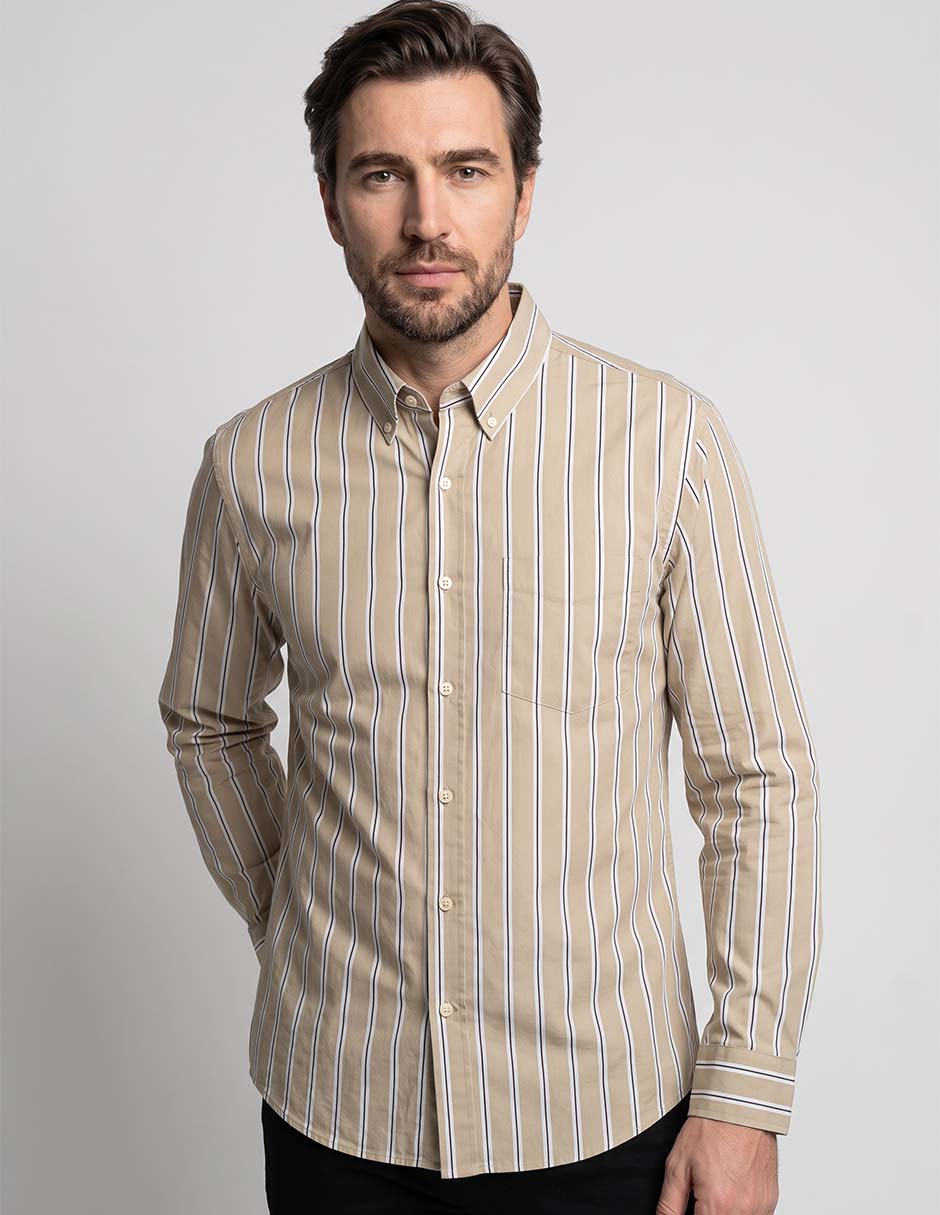 Camisa casual de algodón manga larga para hombre Camisa casual de algodón manga larga para hombre