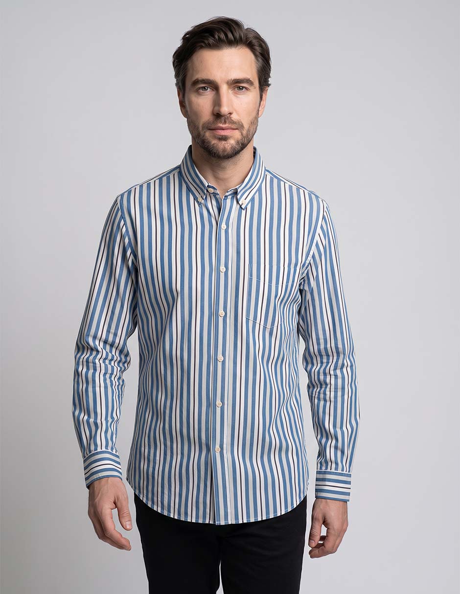Camisa casual manga larga para hombre