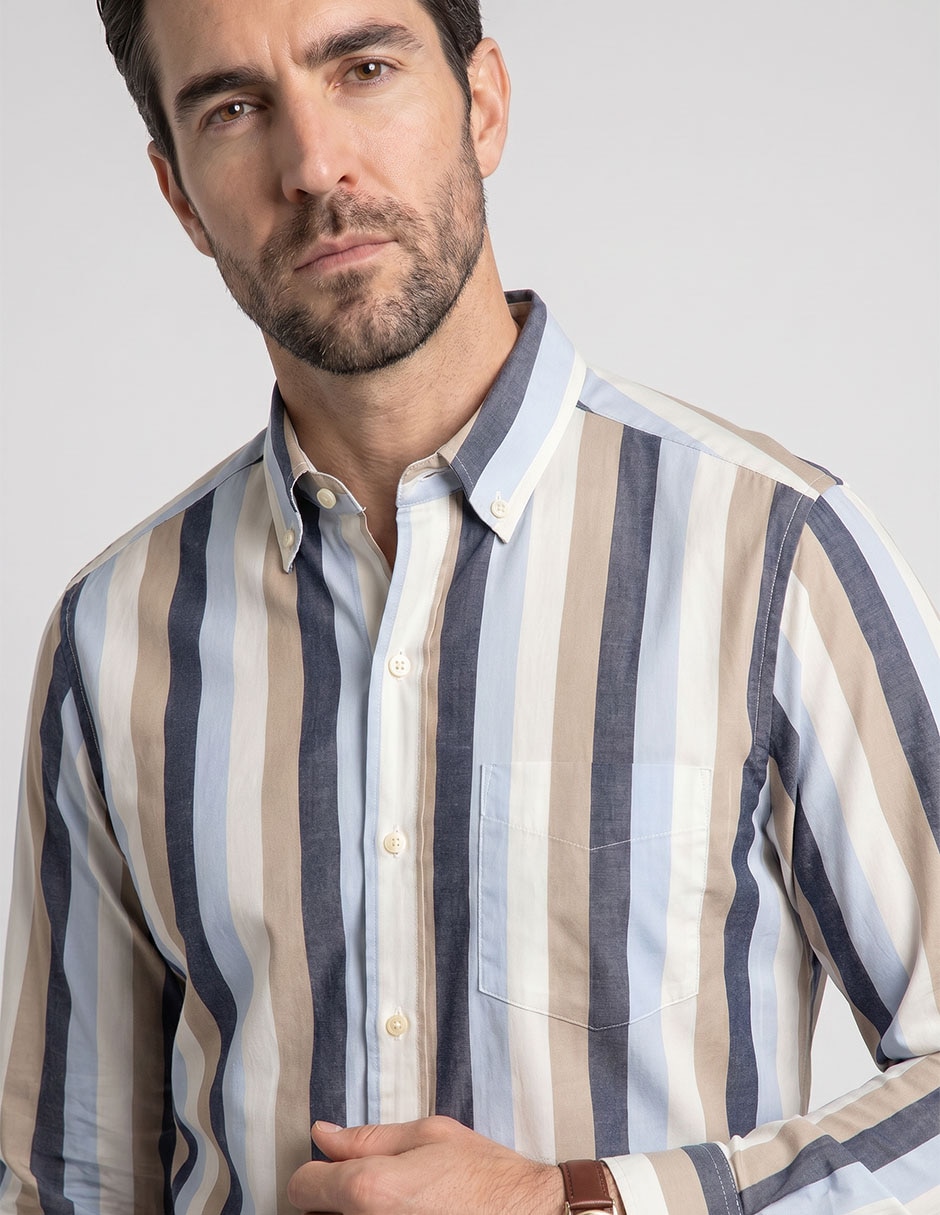 Camisa business casual manga larga para hombre 2