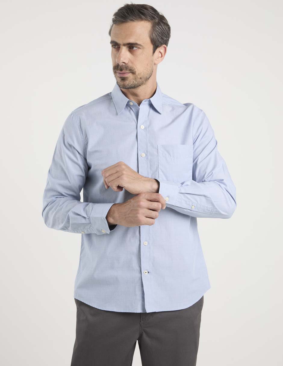 Camisa business casual manga larga para hombre