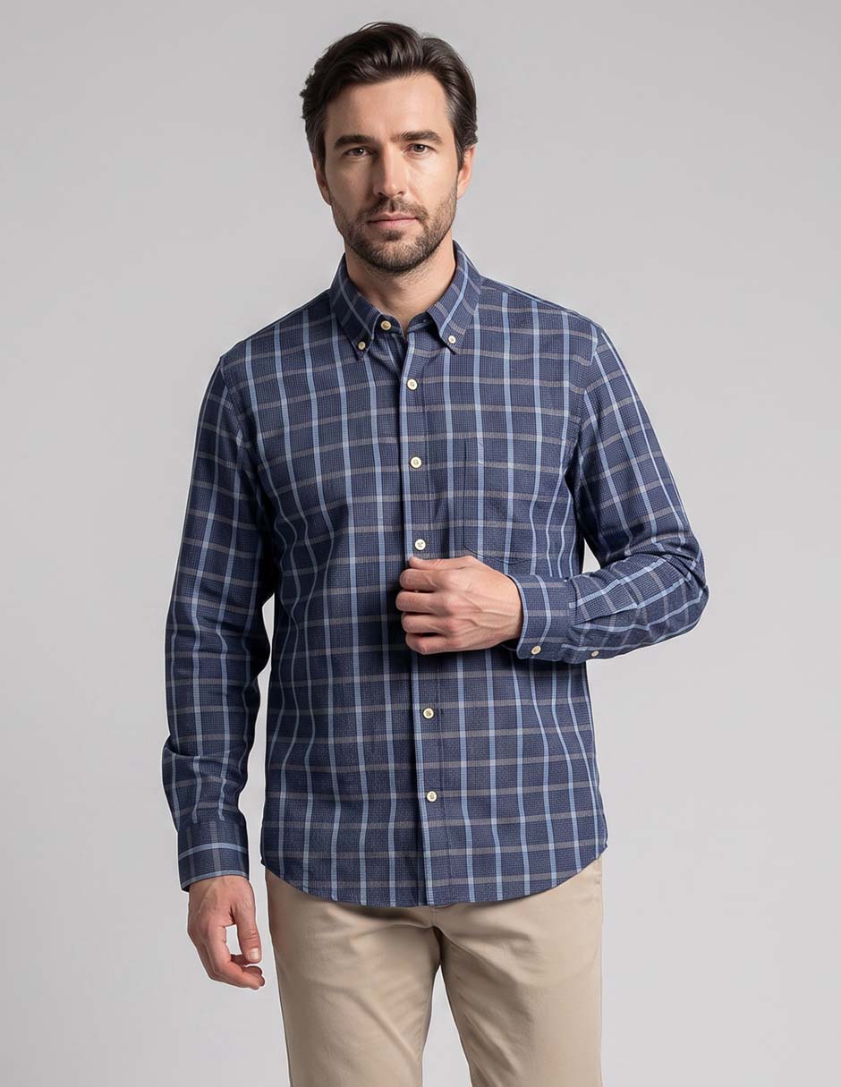 Camisa casual de algodón manga larga para hombre Camisa casual de algodón manga larga para hombre