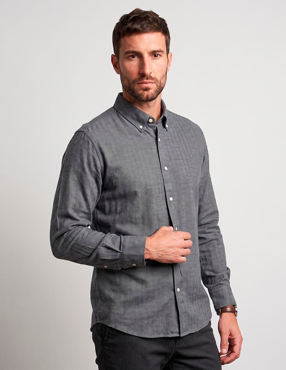 Camisa casual de algodón manga larga para hombre