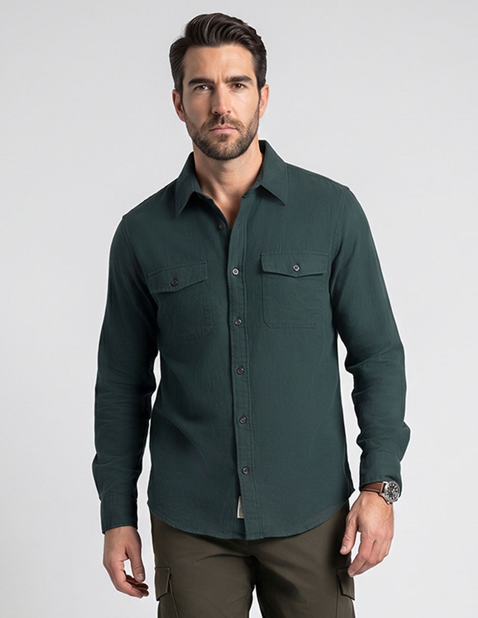 Camisa casual manga larga para hombre