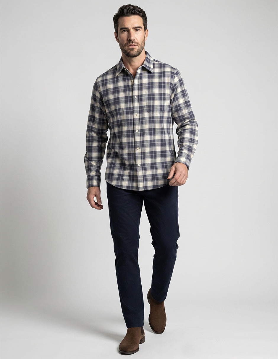 Camisa casual de algodón manga larga para hombre Camisa casual de algodón manga larga para hombre