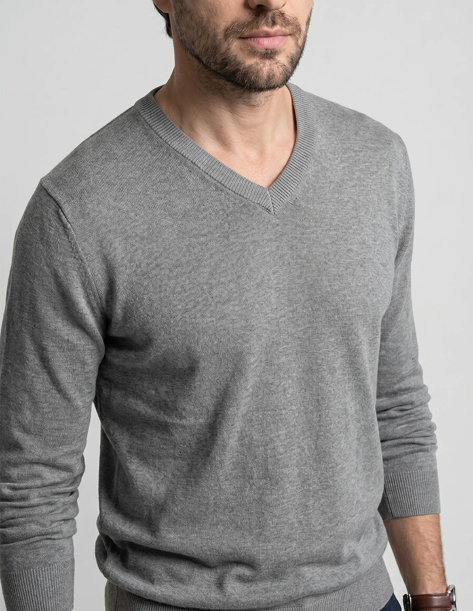 Suéter cuello v para hombre 3